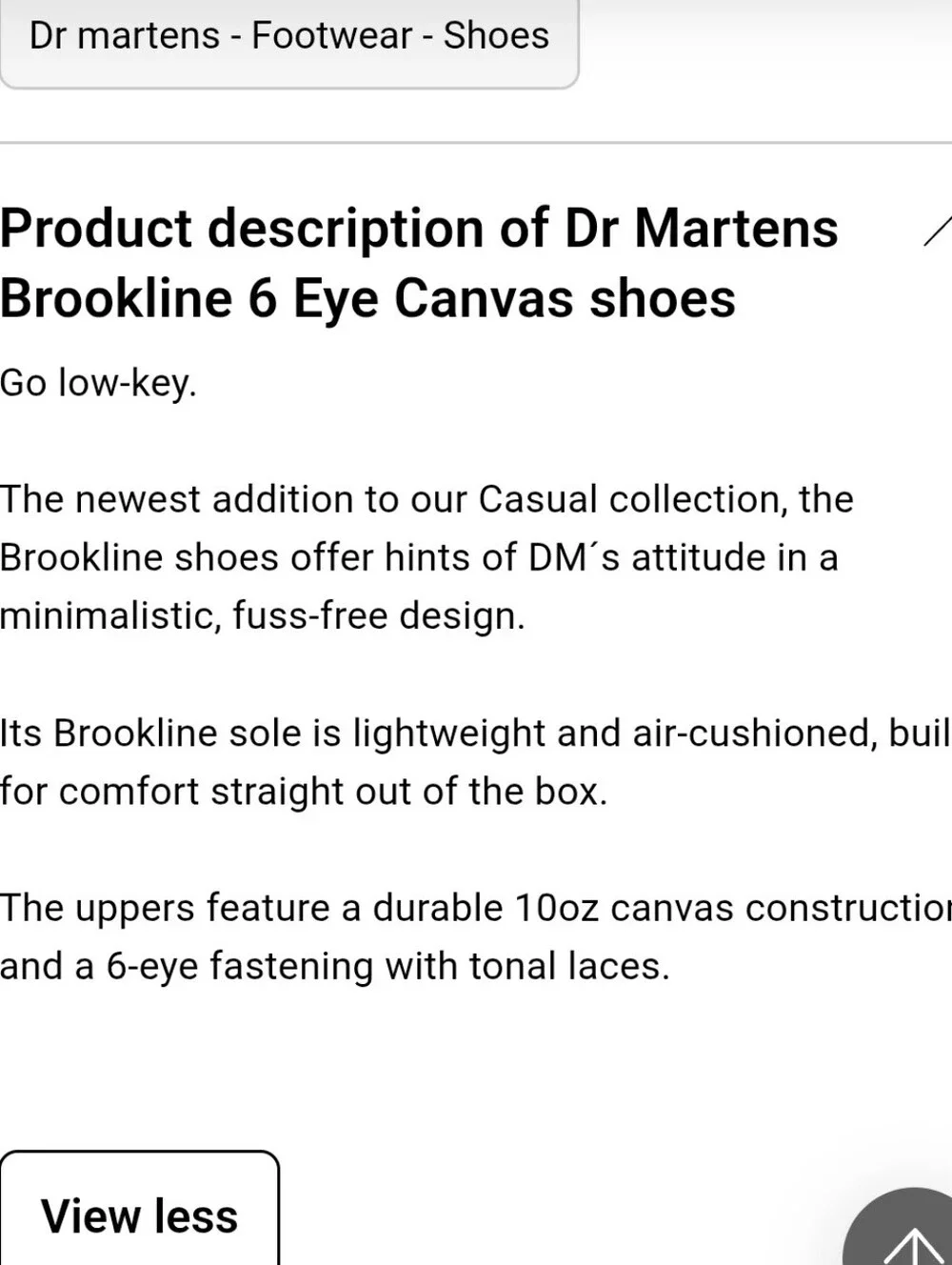 Dr Martens Softwair Brookline 6 Eye Low Top Sneakers Cream Canvas Unisex W 8/ M7